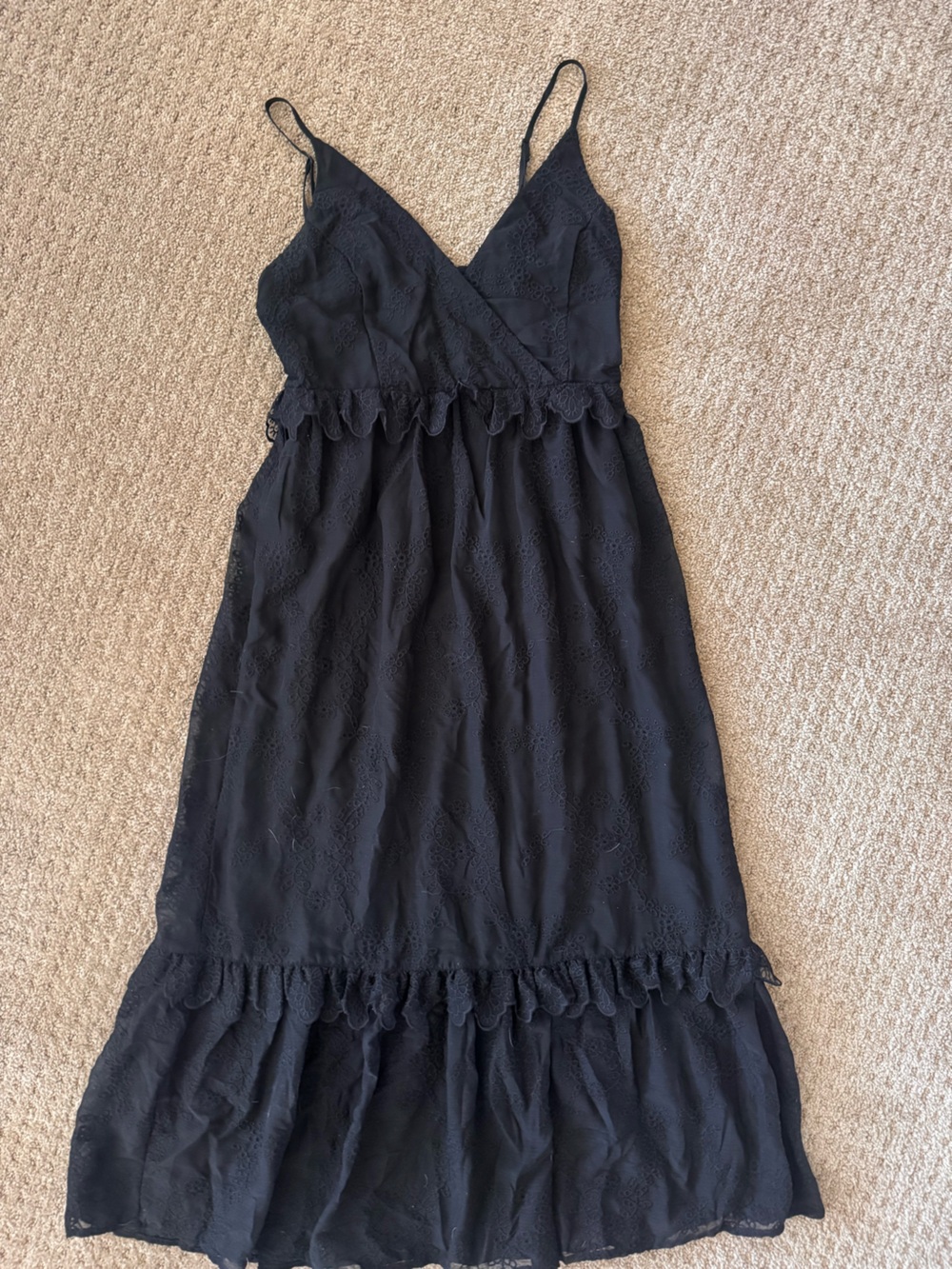 Blue Rain Black Eyelet Midi with Tie Straps